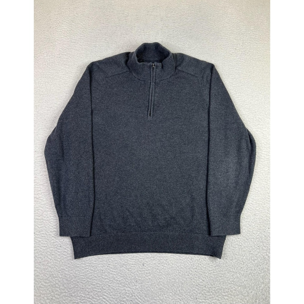 Gap Sweater Mens XL Charcoal Gray CashSoft 1/4 Zip Mock Neck Knit Pullover